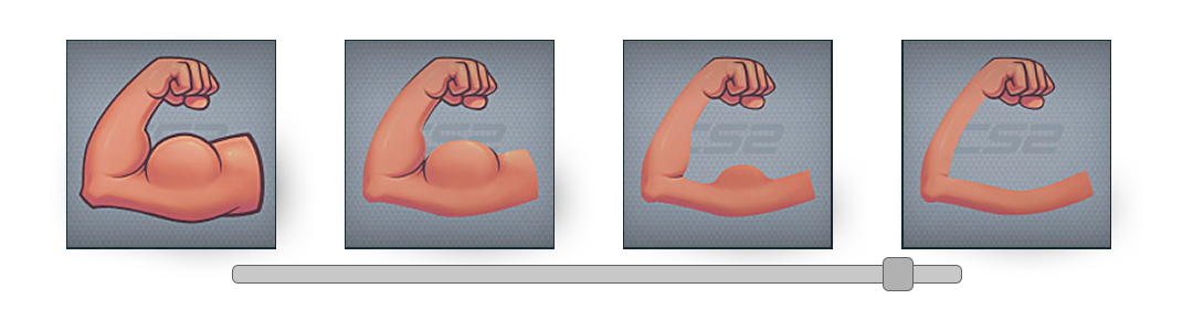 The different scrape levels for the Flex sticker from the character craft sticker collection